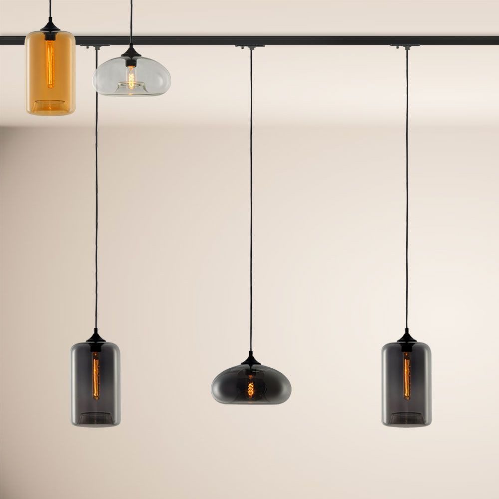 s.luce Pendelleuchte Cruet Esstisch-Hängeleuchte 1-P-Schiene 200cm ME Up&Low Klar