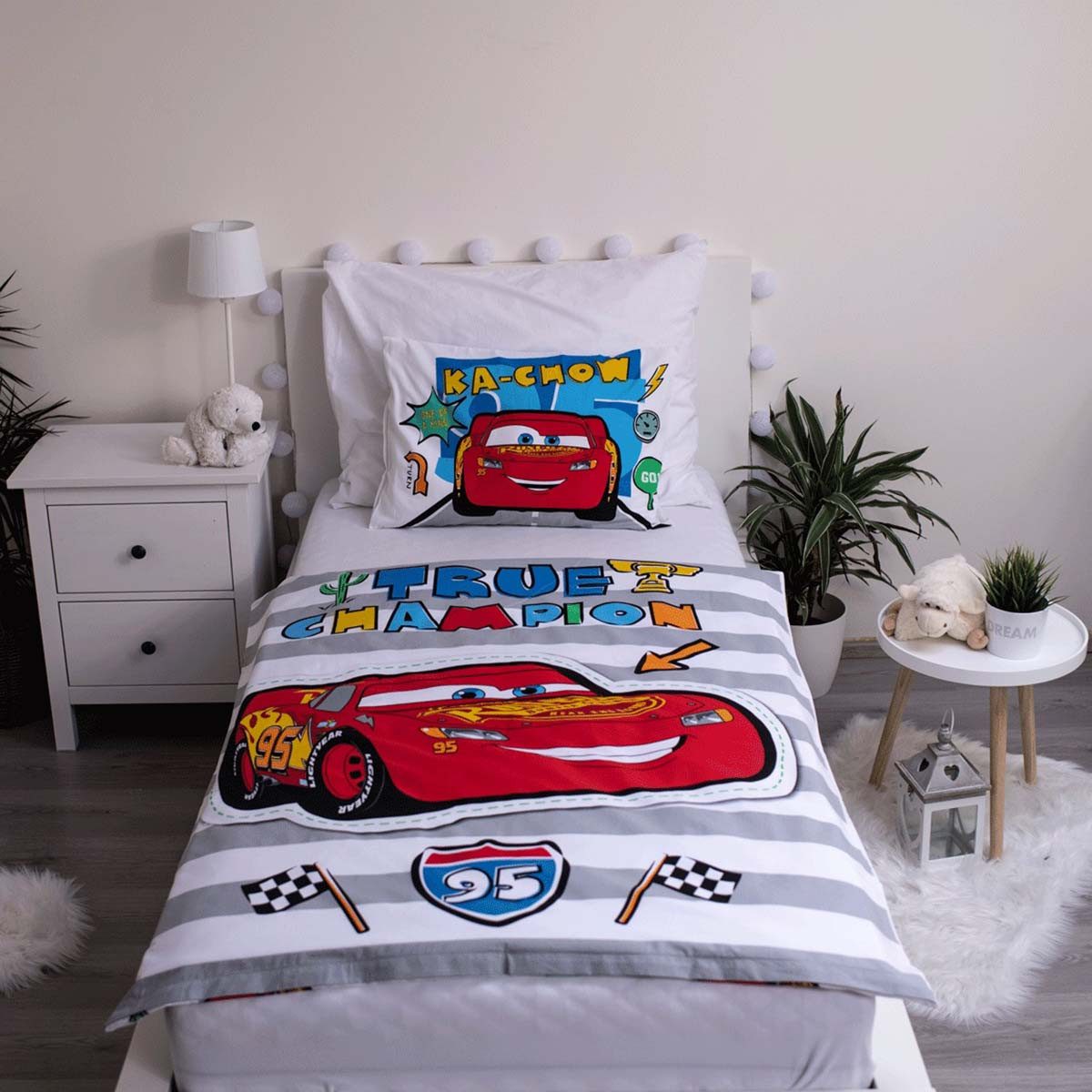 Disney Kinderbettwäsche Disney Cars Lightning McQueen + Micky Maus Kinderbettwäsche, Renforcé, 2 teilig