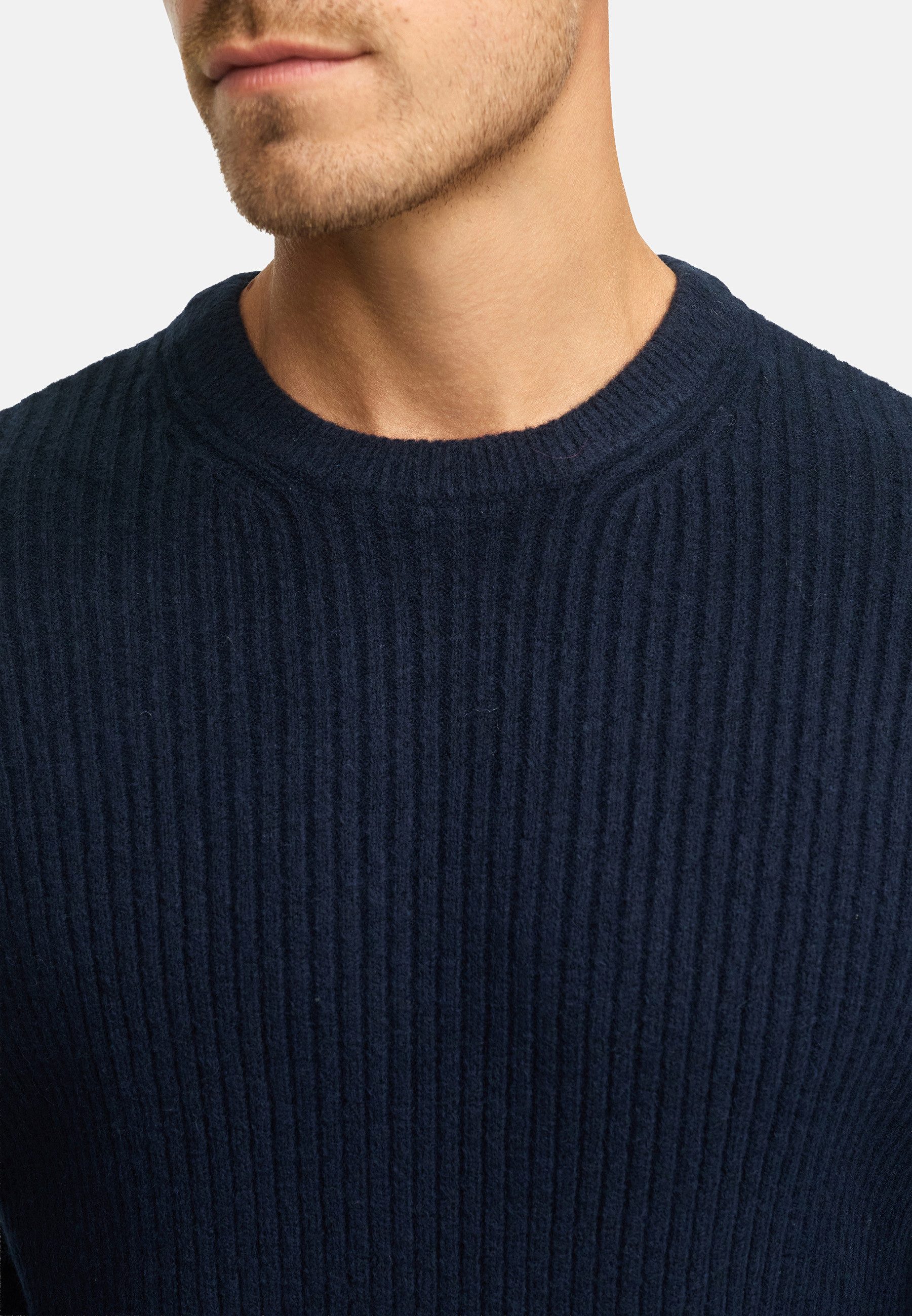 Indicode Strickpullover Herren INPeace O-Neck Pullover Herrenpullover mit Rundhalsausschnitt und klassischem Grobstrickmuster
