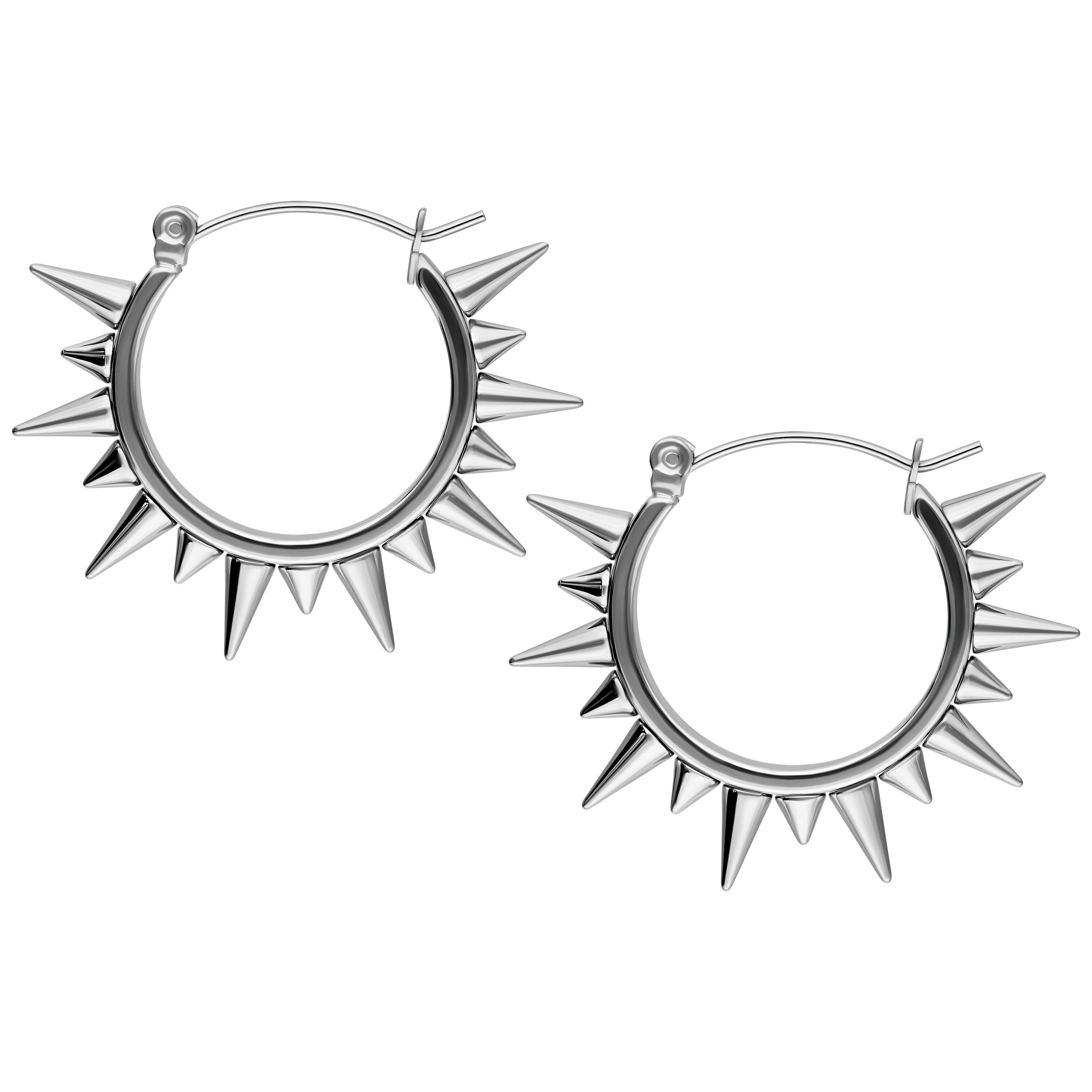 Wildcat Paar Ohrhänger Spiked Earrings - Silber, Chirurgenstahl 316L - wasserfest, langlebig, hautverträglich