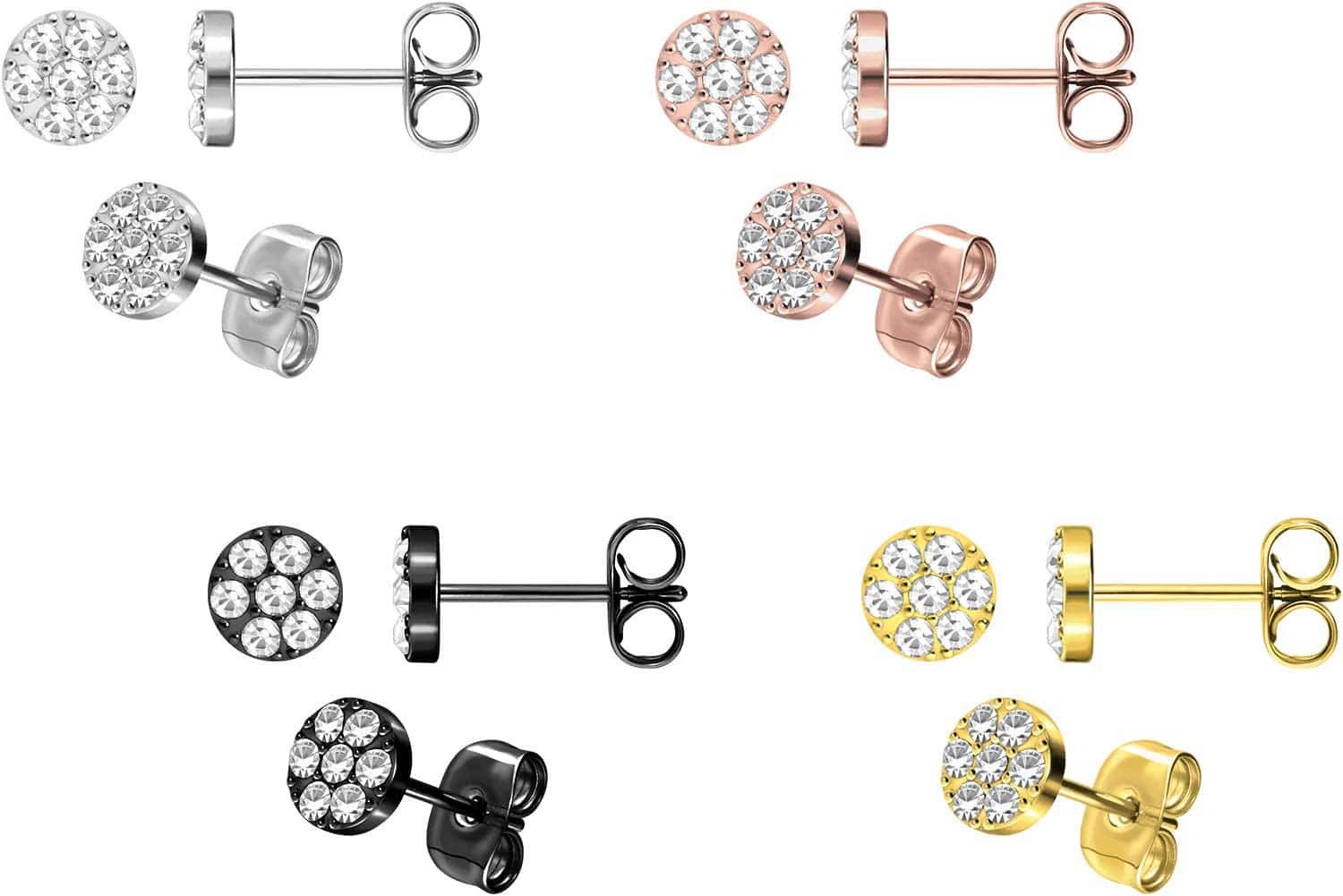 FILANGO Paar Ohrstecker Titan Ohrstecker DISC + EINGEFASSTE KRISTALLE (Ohrstecker, 1-tlg)