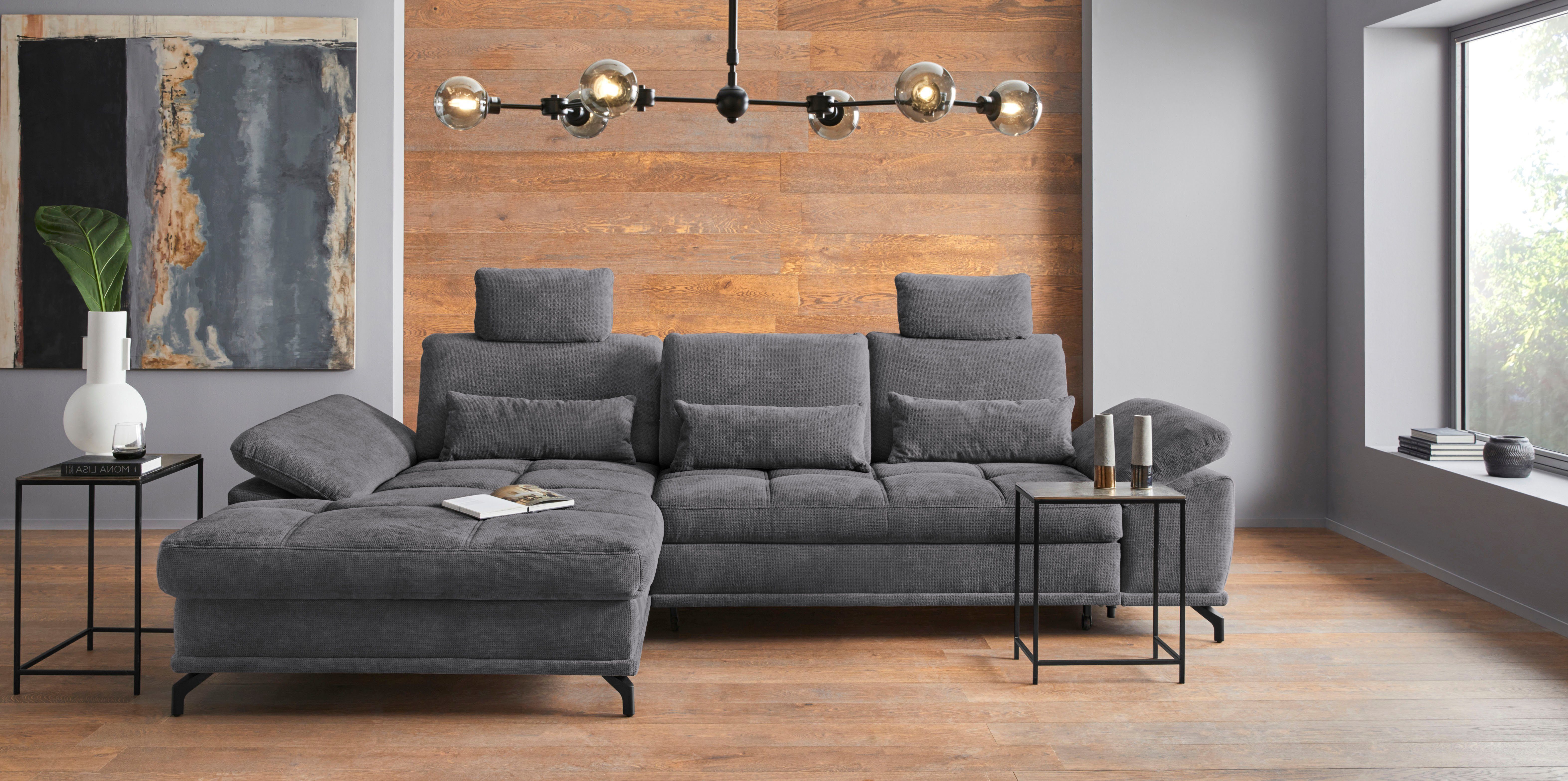 OTTO home Ecksofa Costello L-Form, B: 301 cm mit Sitztiefen-, Armteilverstellung &, 3 Nierenkissen, optional Bettfunktion & Bettkasten
