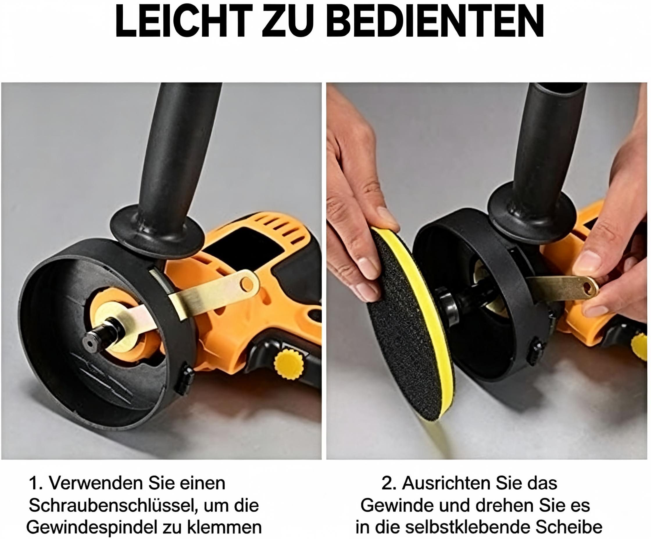 AIBISTAR Akku-Poliermaschine Polierer 700W, variable Drehzahl, 125mm, Auto, Holz, Metall, 600 min. U/min, 3700 max. U/min, Ø 125 mm, 600–3700 U/min,selbsthaften – Bild 5 von 5