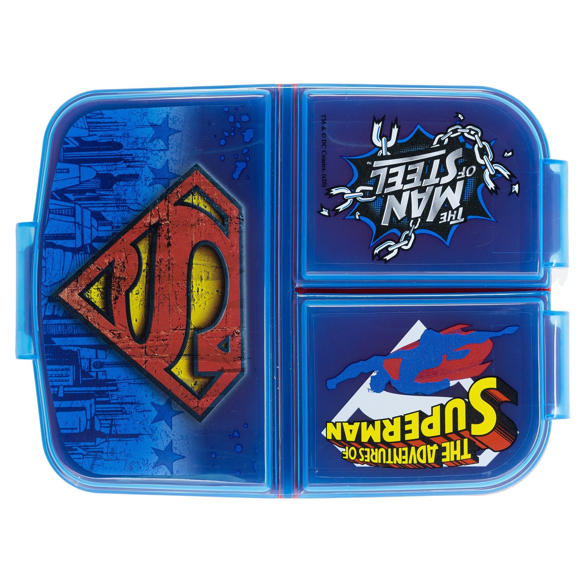 DC Comics Lunchbox Superman 2 Trinkflasche, (2-tlg) Brotdose teiliges Kammern Set 3 