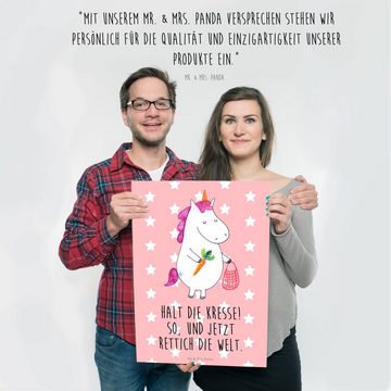 Mr. & Mrs. Panda Poster DIN A2 Einhorn Gemüse - Rot Pastell - Geschenk, Wochenmarkt, Designpo, Einhorn Gemüse (1 St), Farbenfroh & Detailreich