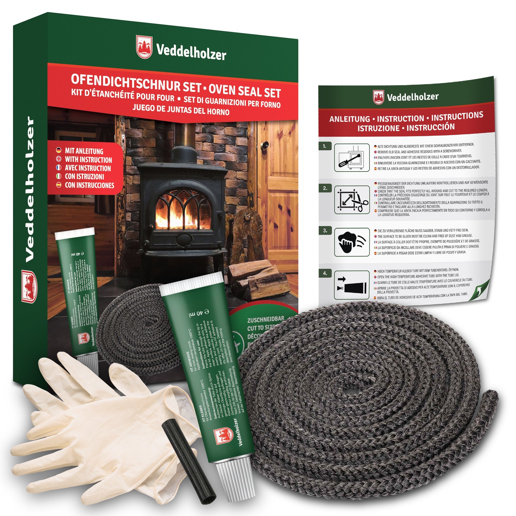 Veddelholzer Dichtungsband Ø6-14mm Ofendichtband Set Ofendichtung Kamindich günstig online kaufen