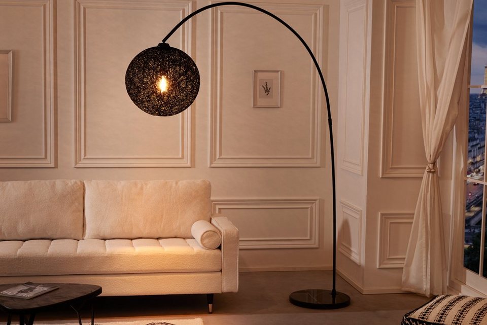 riess-ambiente Bogenlampe COCOONING 205cm schwarz, ohne Leuchtmittel,  Wohnzimmer · Kugel · Marmor · Metall · Modern