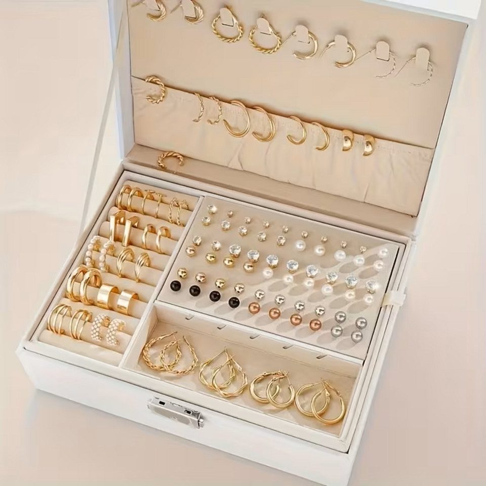 ILOKEN Ohrring-Set 54 Paar Ohrringe-Set Damen Creolen Stecker Perlen & Strass (108-tlg., 54 Paare), Vielseitige Designs mit Perlen und Strass, ohne Schmuckbox!