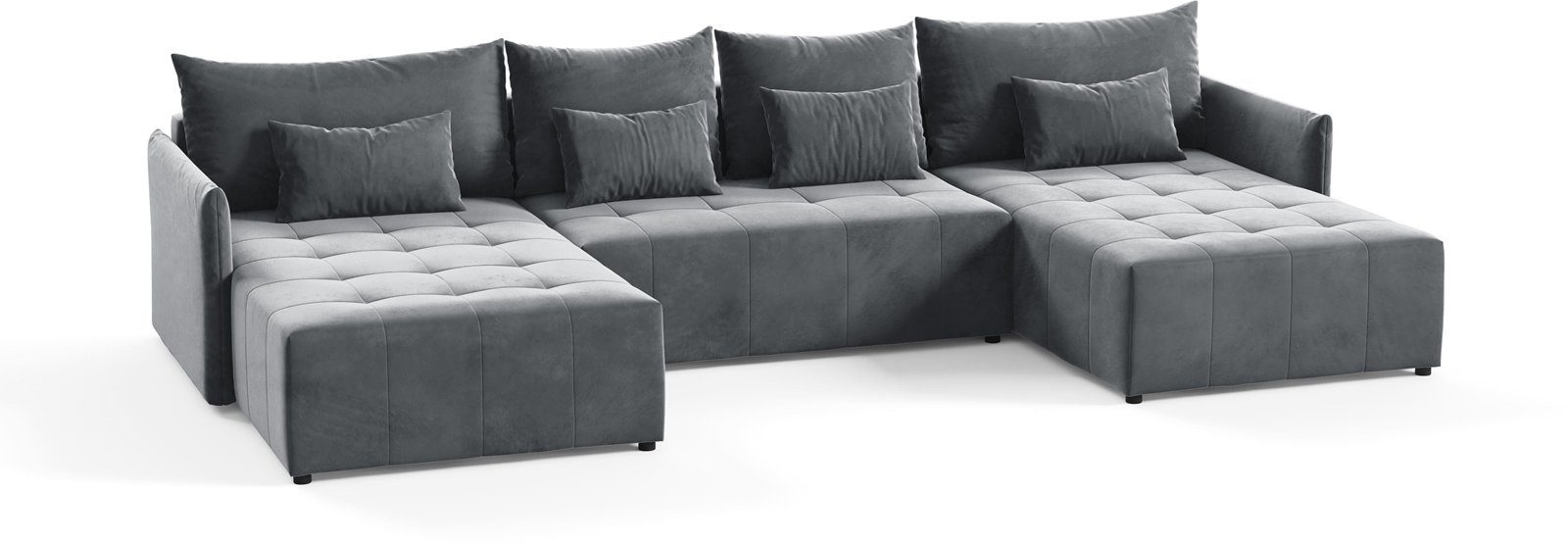 mit Schlaffsofa dunkelgrau Ecksofa Bettkasten Schlaffunktion und Velour Ecksofa U Beautysofa Ben