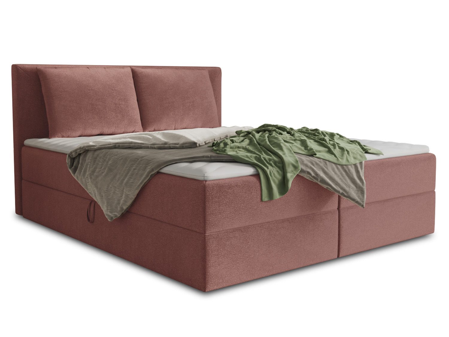 Sofnet Boxbett Egro (mit zwei Bettkästen, Bonell-Matratze und Topper), Doppelbett, Polsterbett mit Kopfteil und Kissen, Boxspringbett