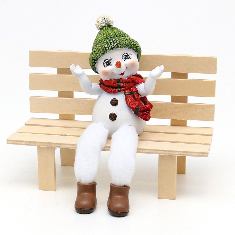 Dekohelden24 Dekofigur Schneekinder als Kantensitzer, mit Mütze und Schal in rot - grün, im 2er Set, L/B/H 8 x 5 x 17 cm