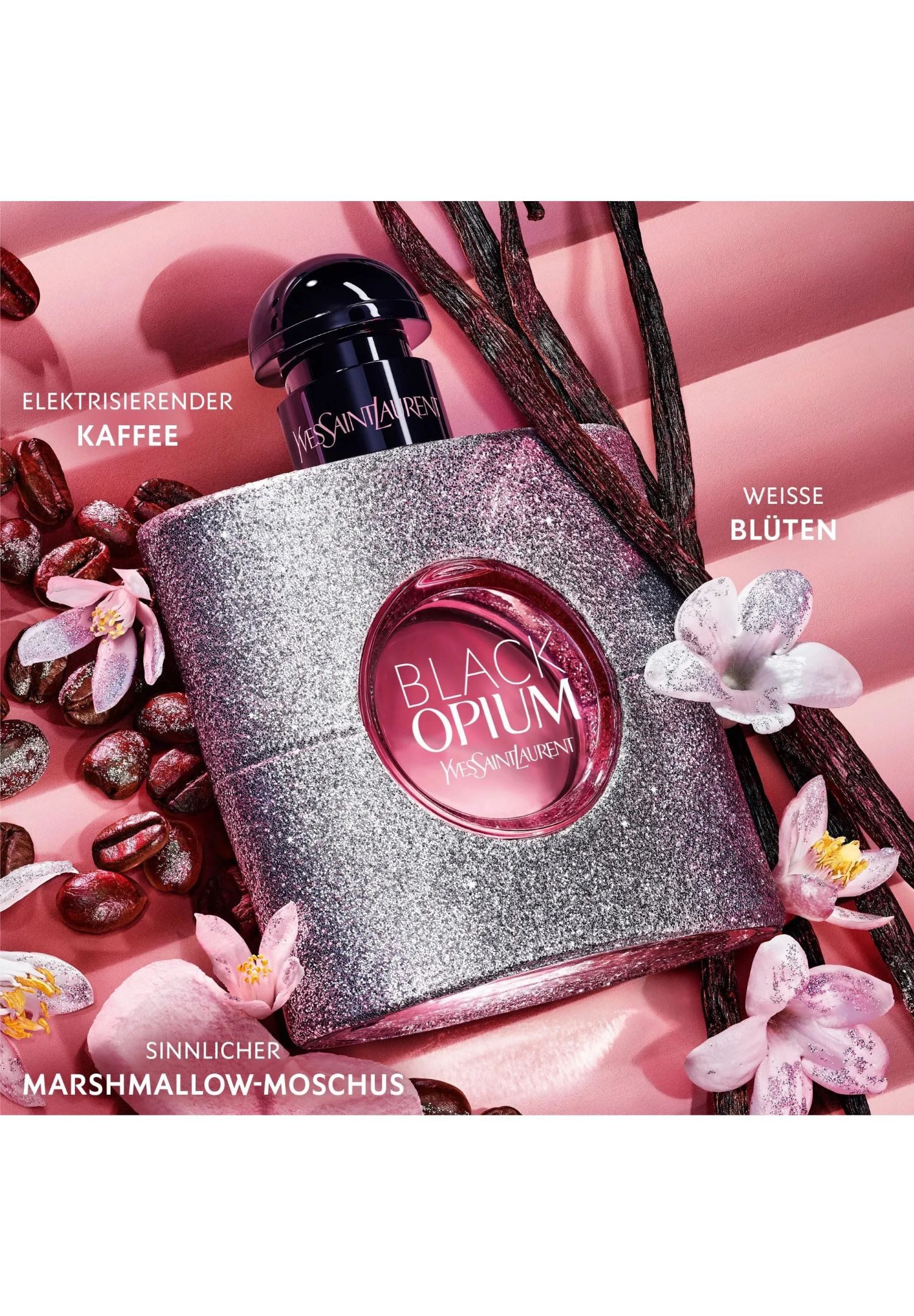 YVES SAINT LAURENT Eau de Parfum YVES SAINT LAURENT BLACK OPIUM Glitter Eau de Parfum, exklusiv glitzernder Flakon