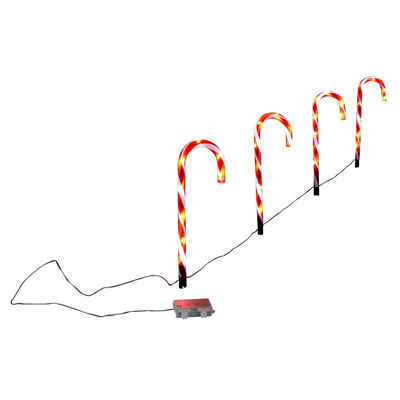 Gravidus LED Gartenleuchte 4er Set LED Zuckerstangen Gartenstecker Weihnachtsdeko