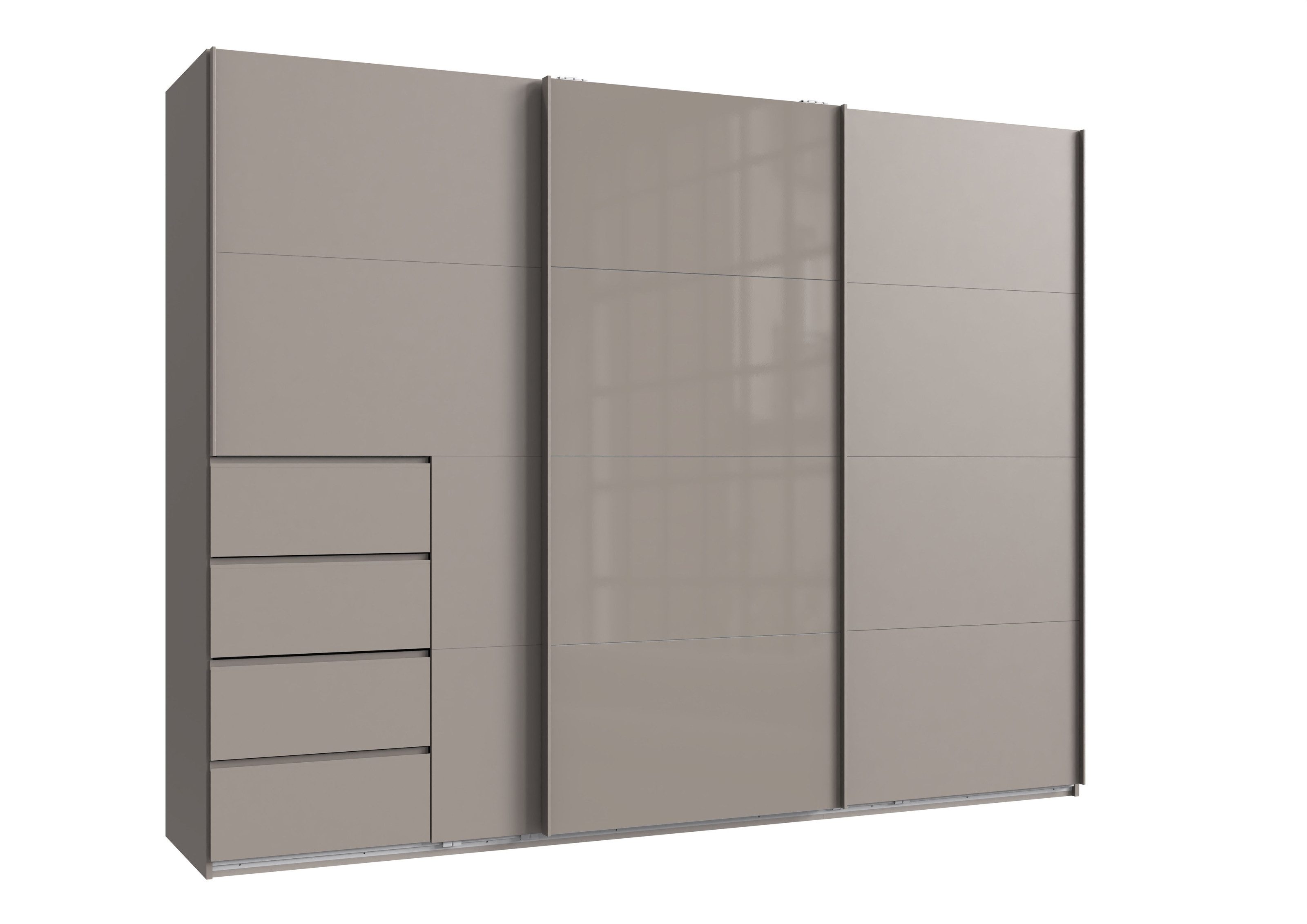 freiraum Schwebetürenschrank BALI in SAHARAGRAU + GLAS SAHARAGRAU - 270x208x64 (BxHxT)