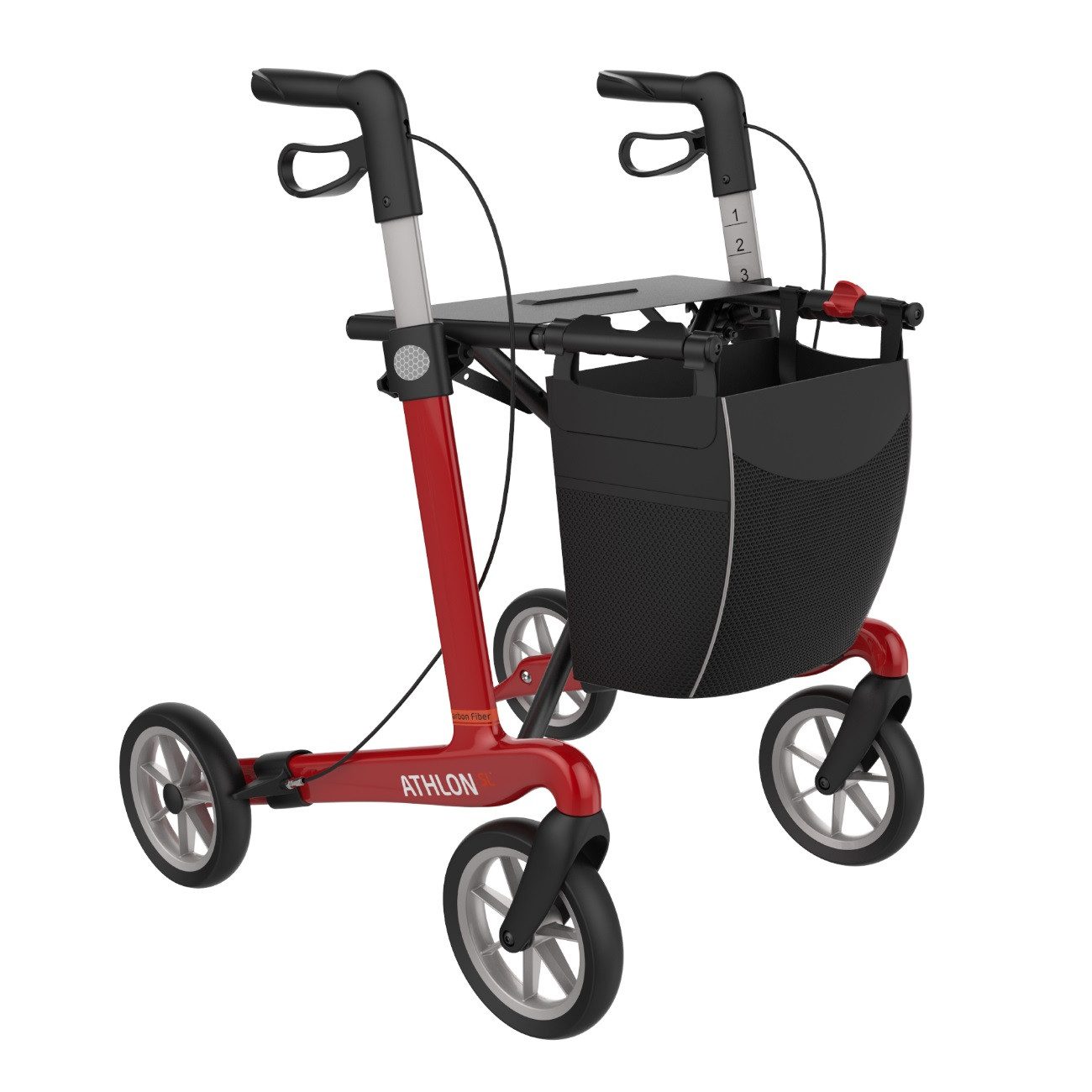 Rehasense Rollator Rehasense Athlon SL Carbon Rollator, Gr.L, PUR Softräder, Racing Red