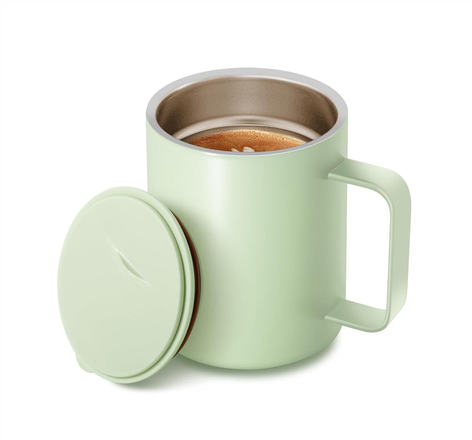EXTSUD Thermobecher Kaffeebecher 400 ml Thermobecher Campingbecher Camp Mug, 1-tlg., Edelstahl, 316 Edelstahl Teetasse mit Henkel und Schiebedeckel