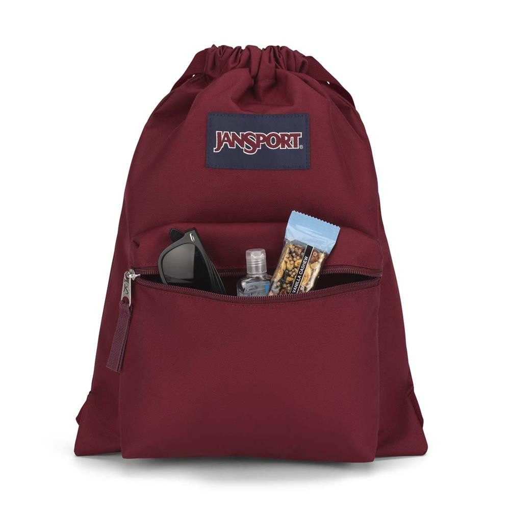 Jansport Turnbeutel Draw Sack Turnbeutel 14 L mit Frontfach, recycelt (Turnbeutel, 1 JanSport Draw Sack Turnbeutel mit Reißverschlussfach), Kordelzug, Frontfach, verstellbare Gurte, recyceltes 600D