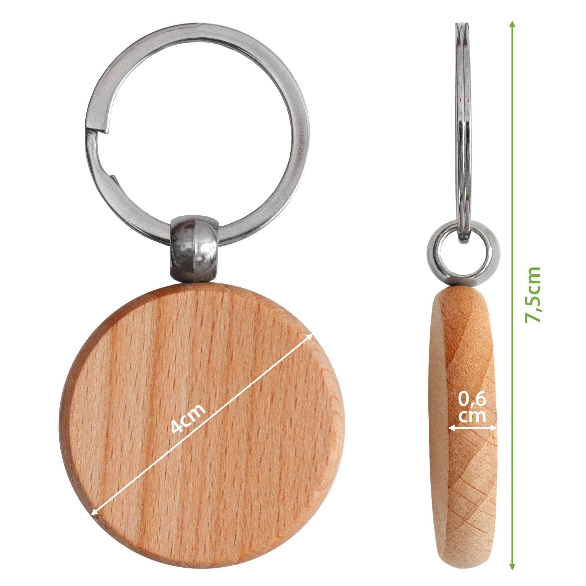 banjado Schlüsselanhänger mit Gravur aus unbehandeltem Holz - Motiv "Diament" mit Schlüsselring (1-tlg)