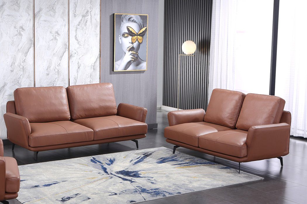 JVmoebel Sofa Sofagarnitur 3+2 Sitzer Ledersofa Couch Wohnlandschaft Garnitur, Made in Europe Braun