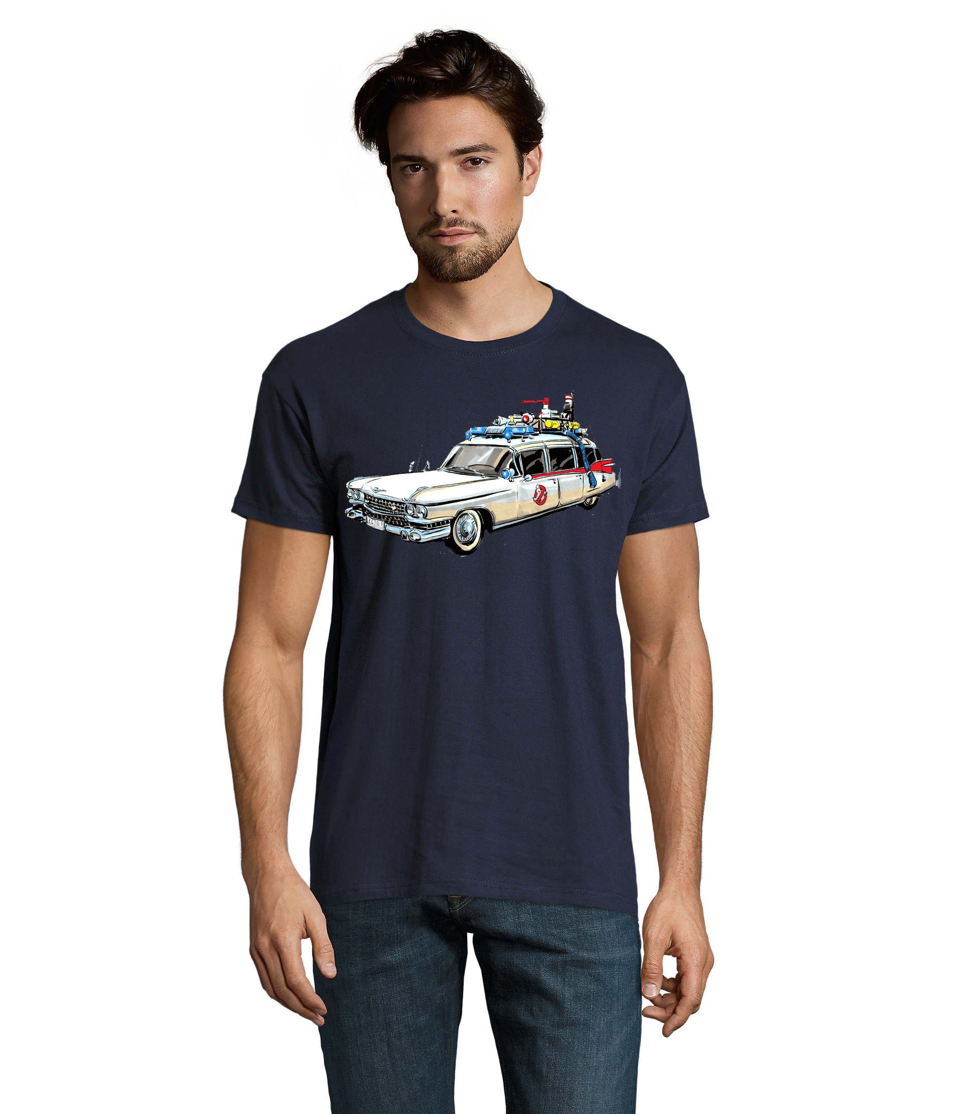 Blondie & Brownie Auto Herren Ghost Cars Geister Film Geisterjäger Ghostbusters Navyblau T-Shirt
