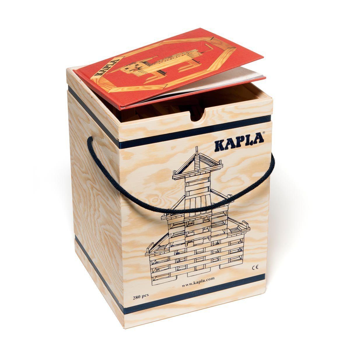 KAPLA® 280 Holzkiste mit Kunstbuch Rot (6) Spielbausteine, (280 St)