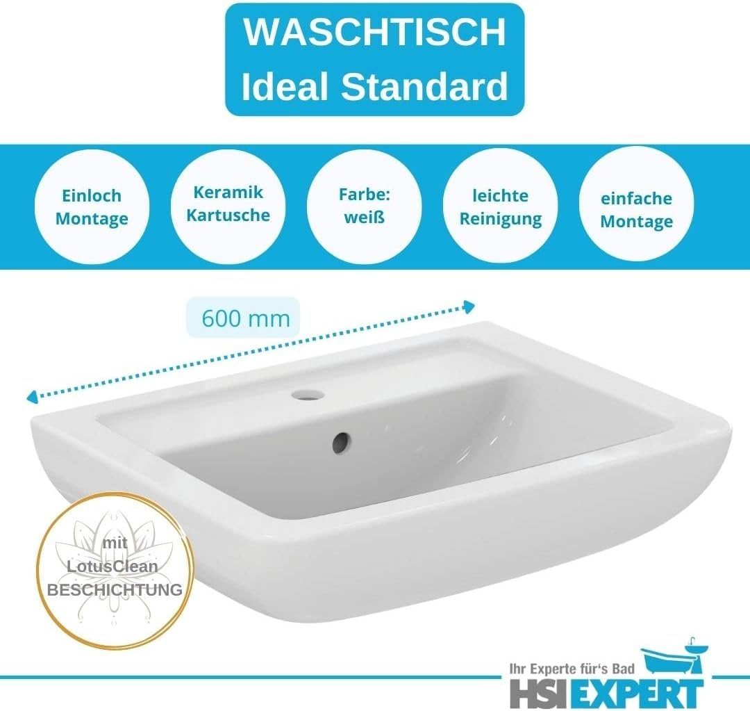 HGMBAD Waschbecken Waschtisch 60 cm Ideal Standard Komplett-Set (Pflegeleicht, Komplett-Set)
