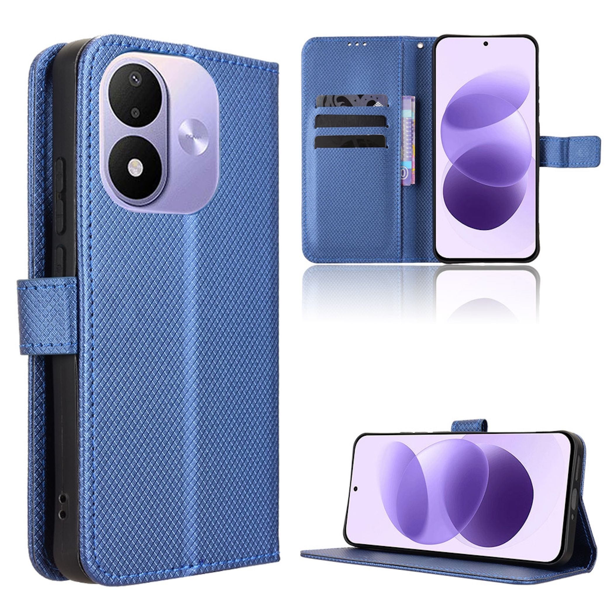 Wigento Handyhülle Klapphülle Kunstleder für Xiaomi Redmi Note 17 Pro 5G Diamant Design 6,83 Zoll, Magnetverschluss, Standfunktion, Kartenfach