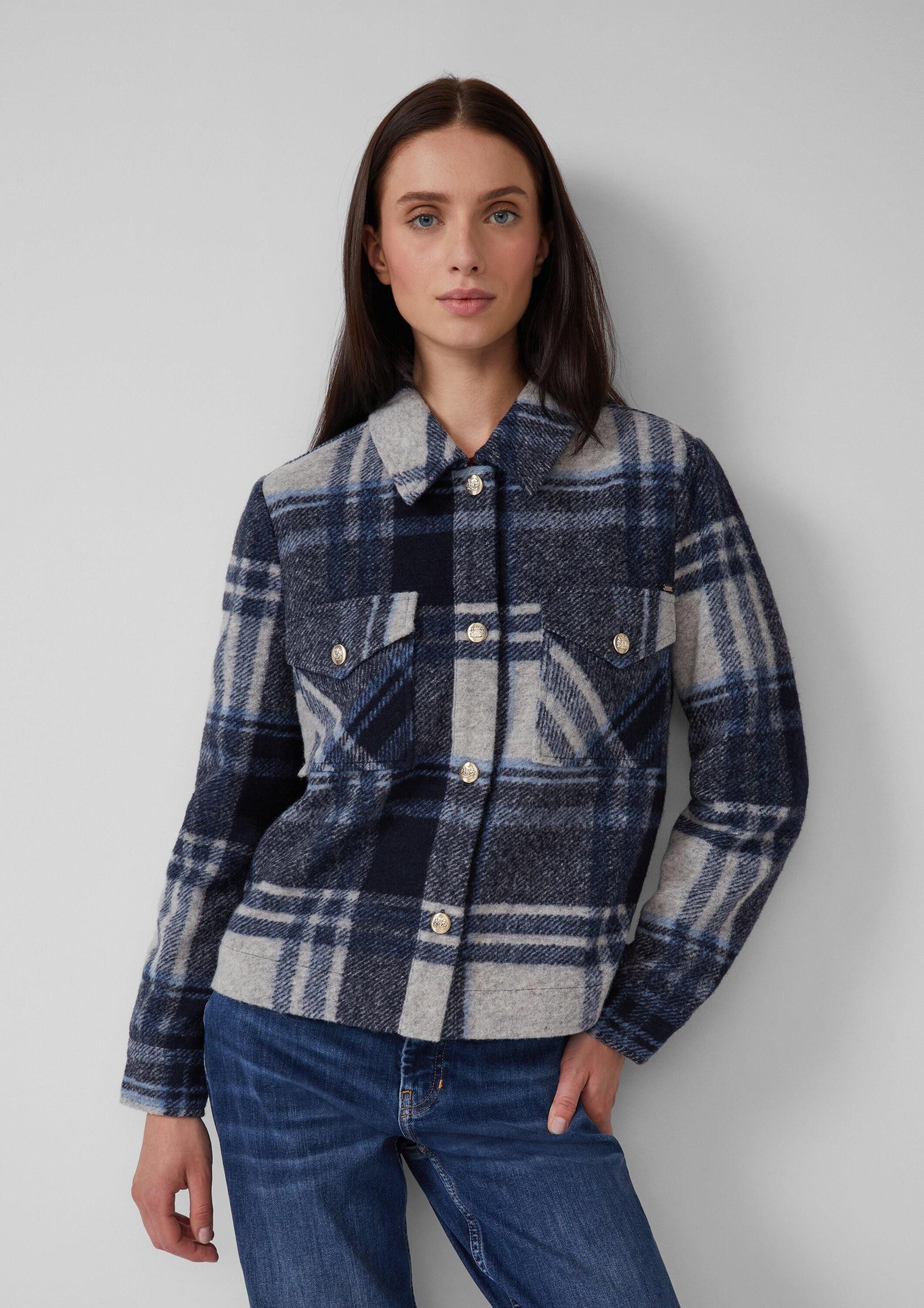 s.Oliver Hemdjacke Indoor-Jacke Leichte Wollmix-Jacke mit aufgesetzten Taschen