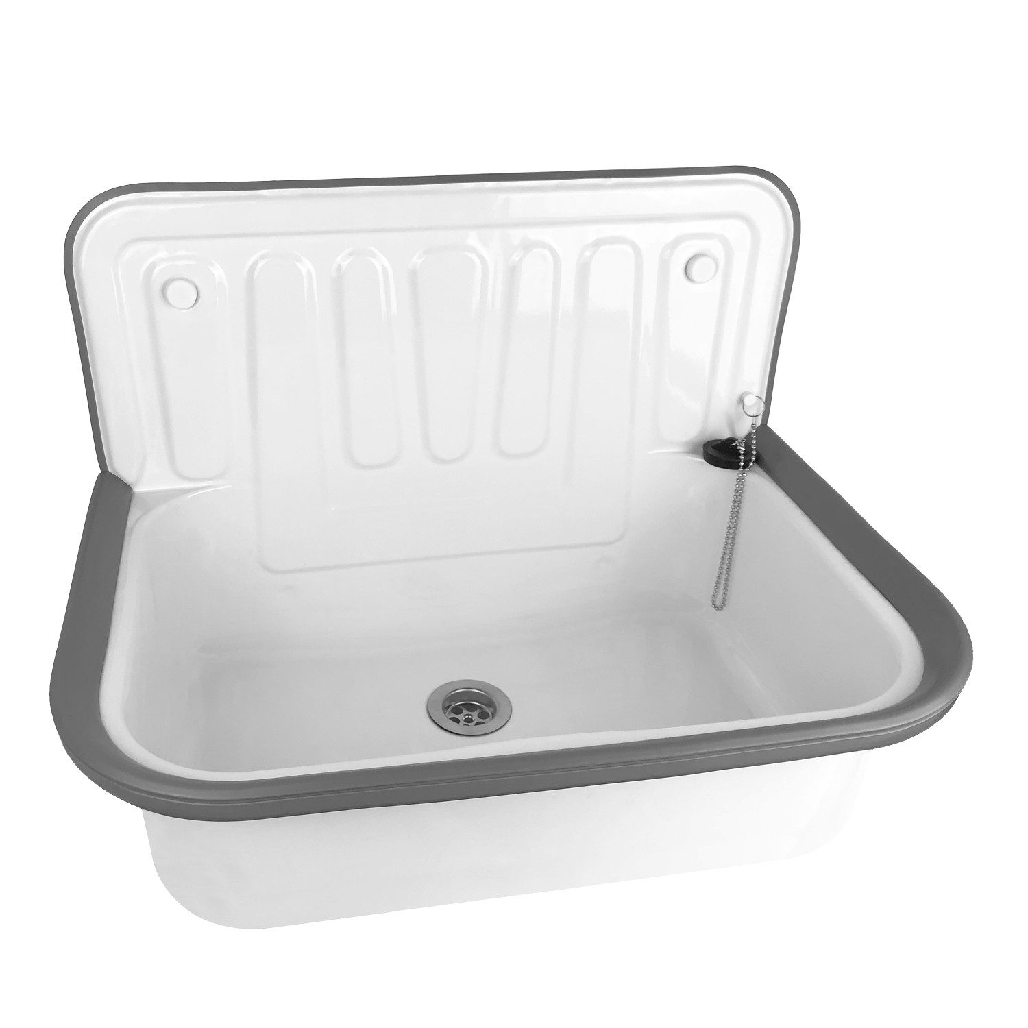 kör4u Waschbecken kör4u Ausgussbecken aus Stahl emailliert weiß (Set) günstig online kaufen