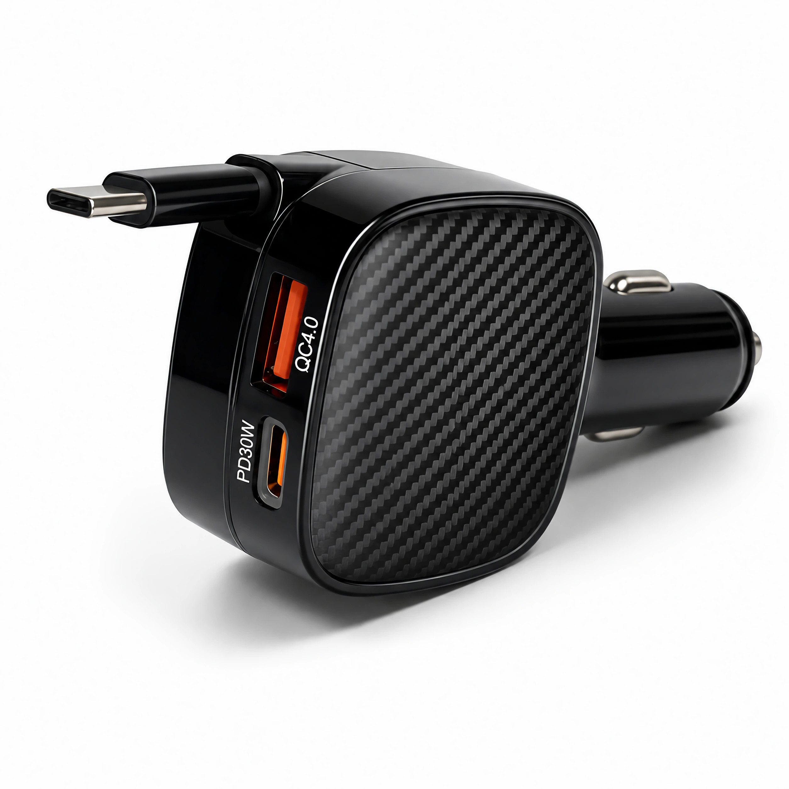 Bolwins E24C Auto Ladegerät 85W mit USB-C-Kabel, PD30W, 2x USB-C/USB-A für PKW USB-Ladegerät (3000 mA, Einzelset, 1-tlg., 1x 85W KFZ-Ladegerät mit einziehbarem USB-C-Kabel, 85W Gesamtleistung, USB-C Einziehkabel 65cm, PD30W, QC4.0, 3 Geräte)