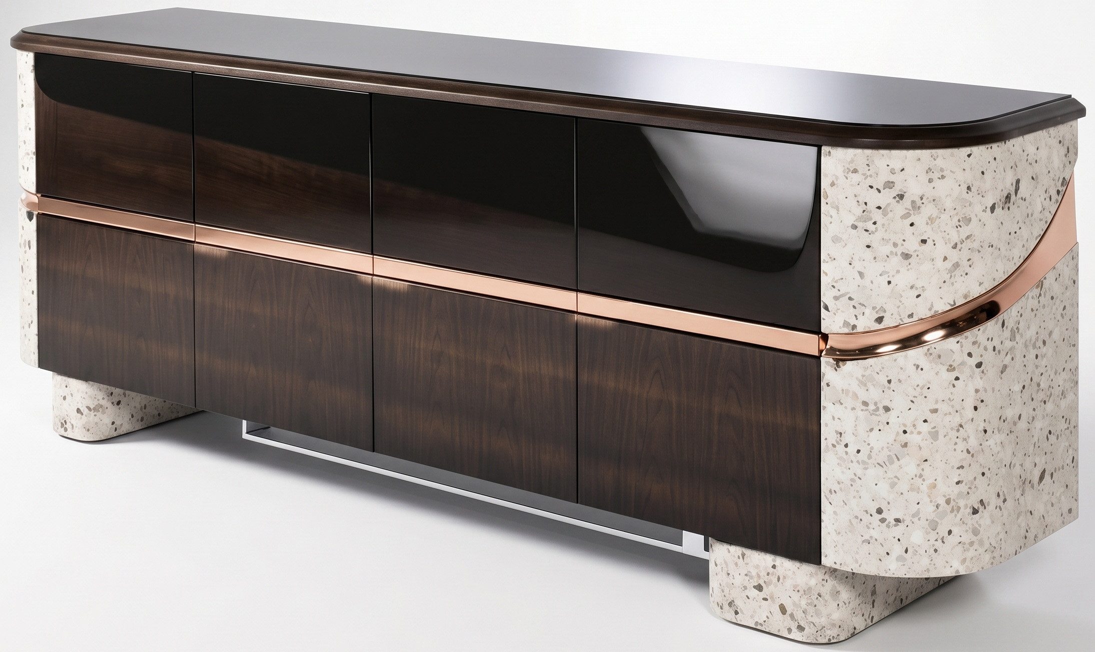 Xlmoebel Sideboard Modernes Sideboard mit braunen und kupferfarbenen Akzenten (1 St., 240 x 55 x 90 cm), Hergestellt in Europa