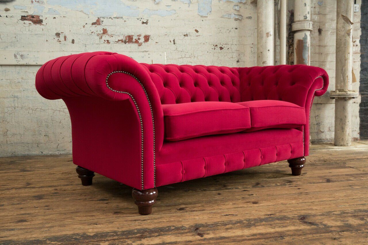 Neu 2 Polster JVmoebel Chesterfield Chesterfield-Sofa, Sofas Couch Sofa Sitzer Design Stoff