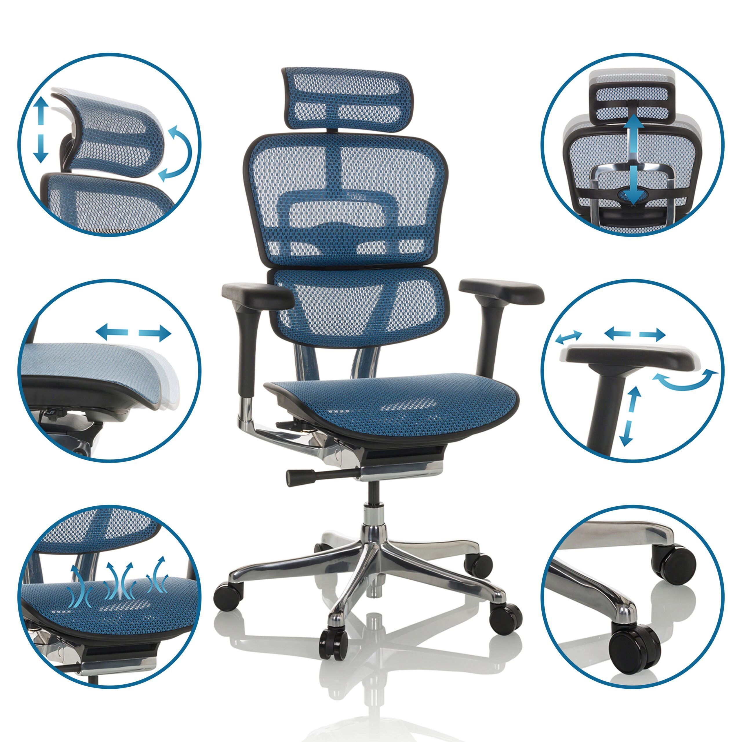 hjh OFFICE Drehstuhl Luxus Chefsessel Ergohuman Gen2 Netzstoff (1 St), Profi Bürostuhl Schreibtischstuhl ergonomisch