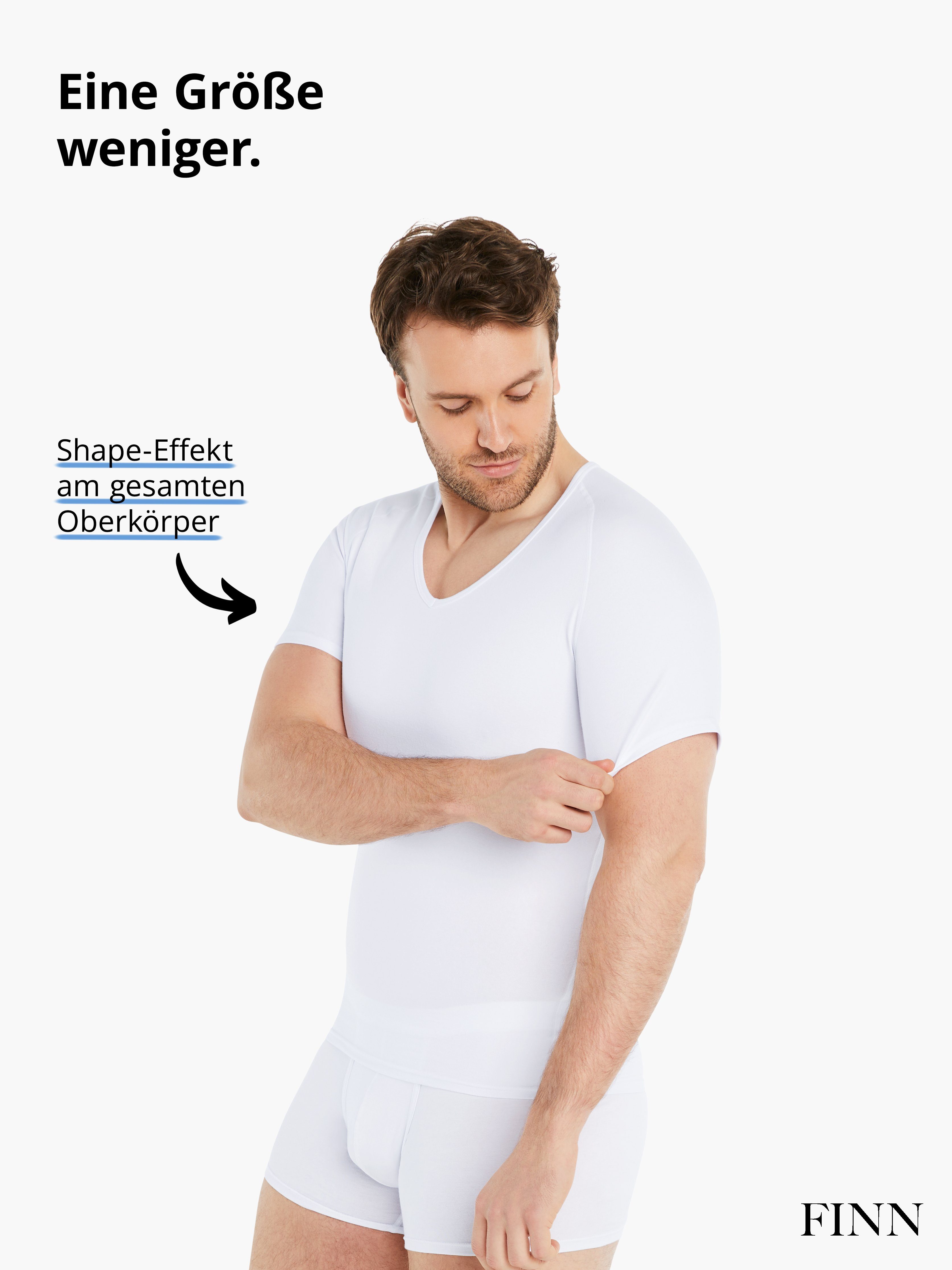 FINN Design Shapinghemd Kompression, Kurzarm extra eine Shapewear Kleidergröße Herren starke Kompressions-Unterhemd Weiß weniger