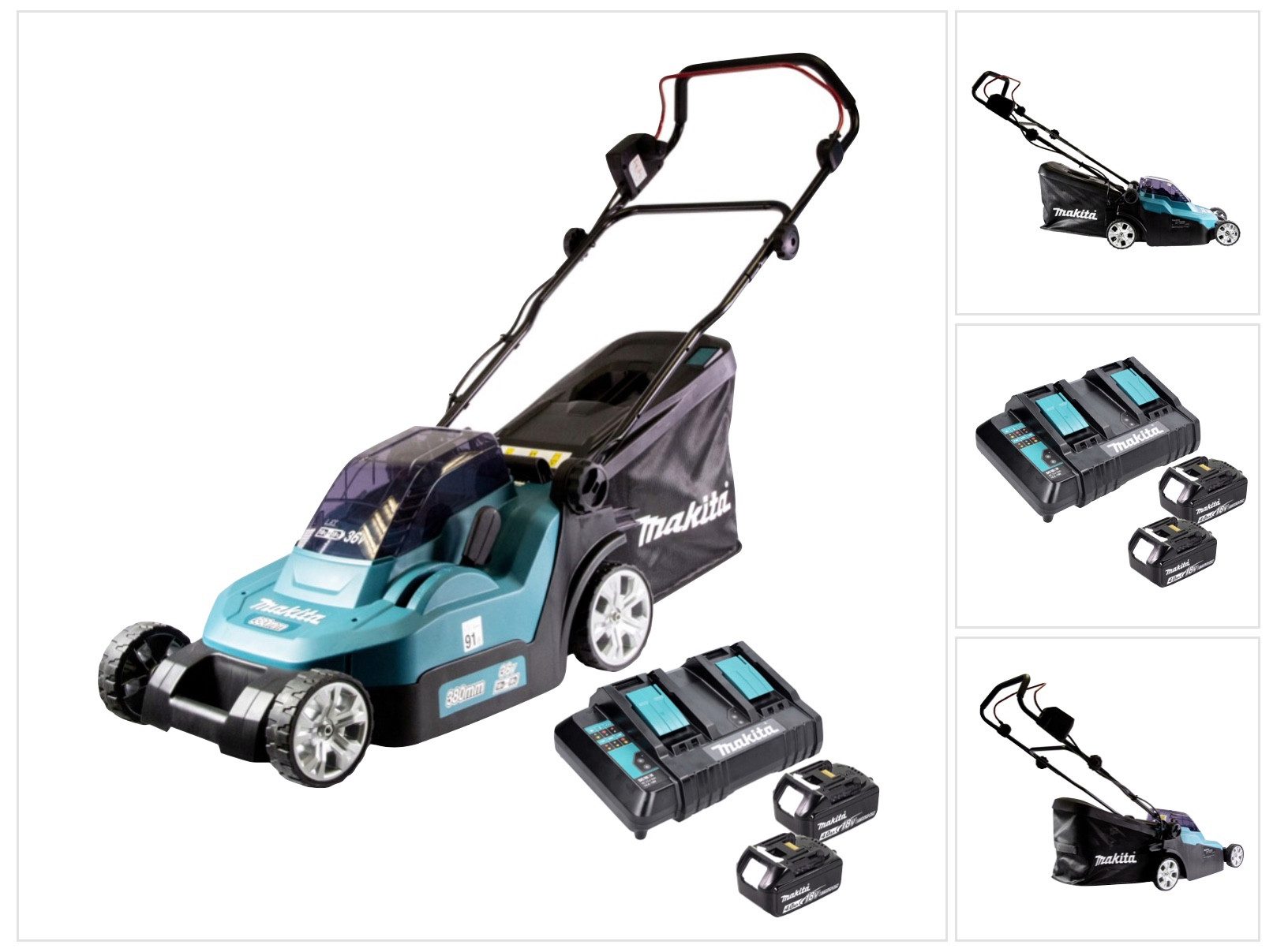 Akkurasenmäher DLM 382 CM2 Akku Rasenmäher 36 V (2x 18 V) 38 cm 40 l + 2x Akku 4,0