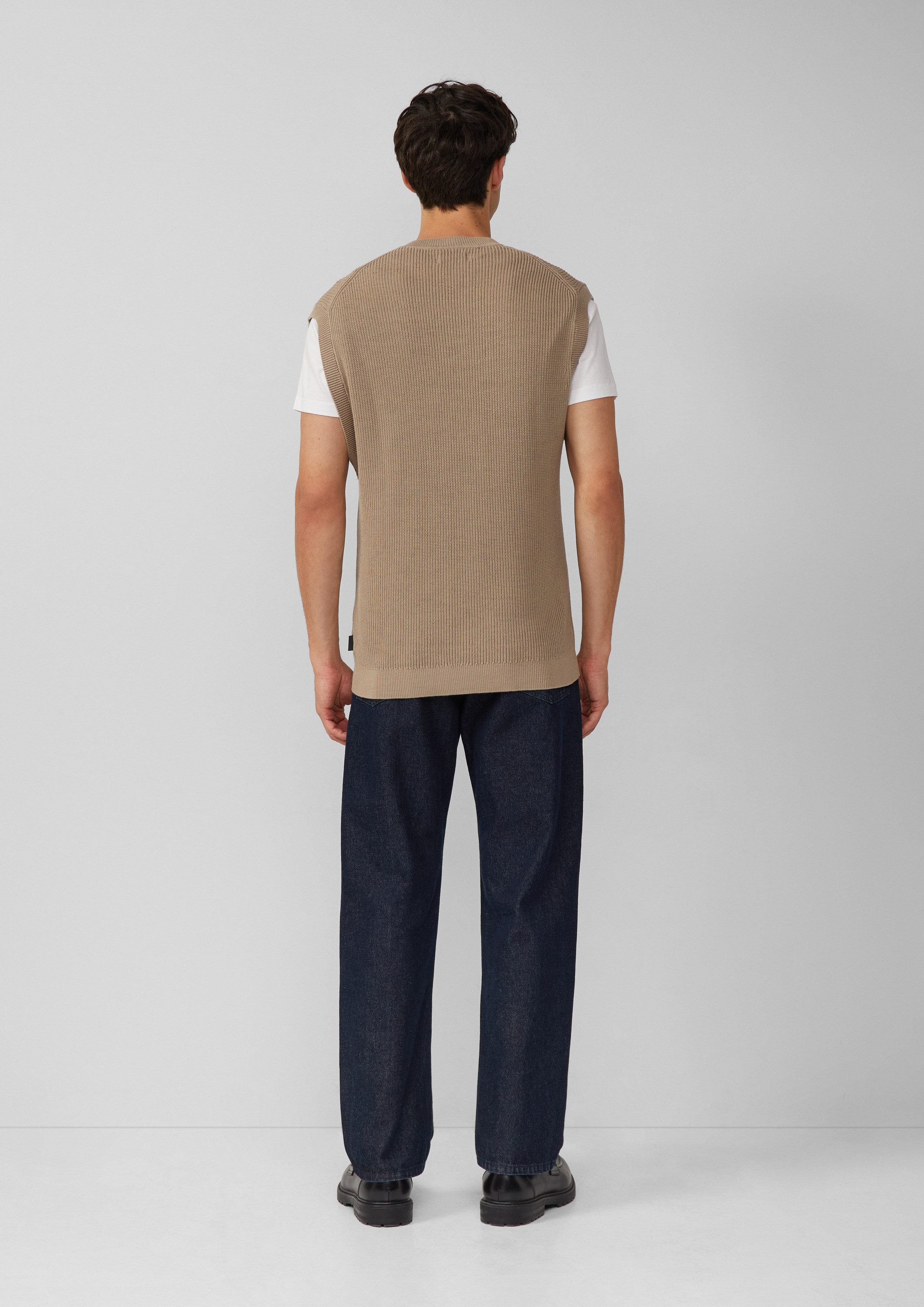 s.Oliver Rundhalspullover Strickpullunder Modischer Strickpullunder aus reiner Baumwolle