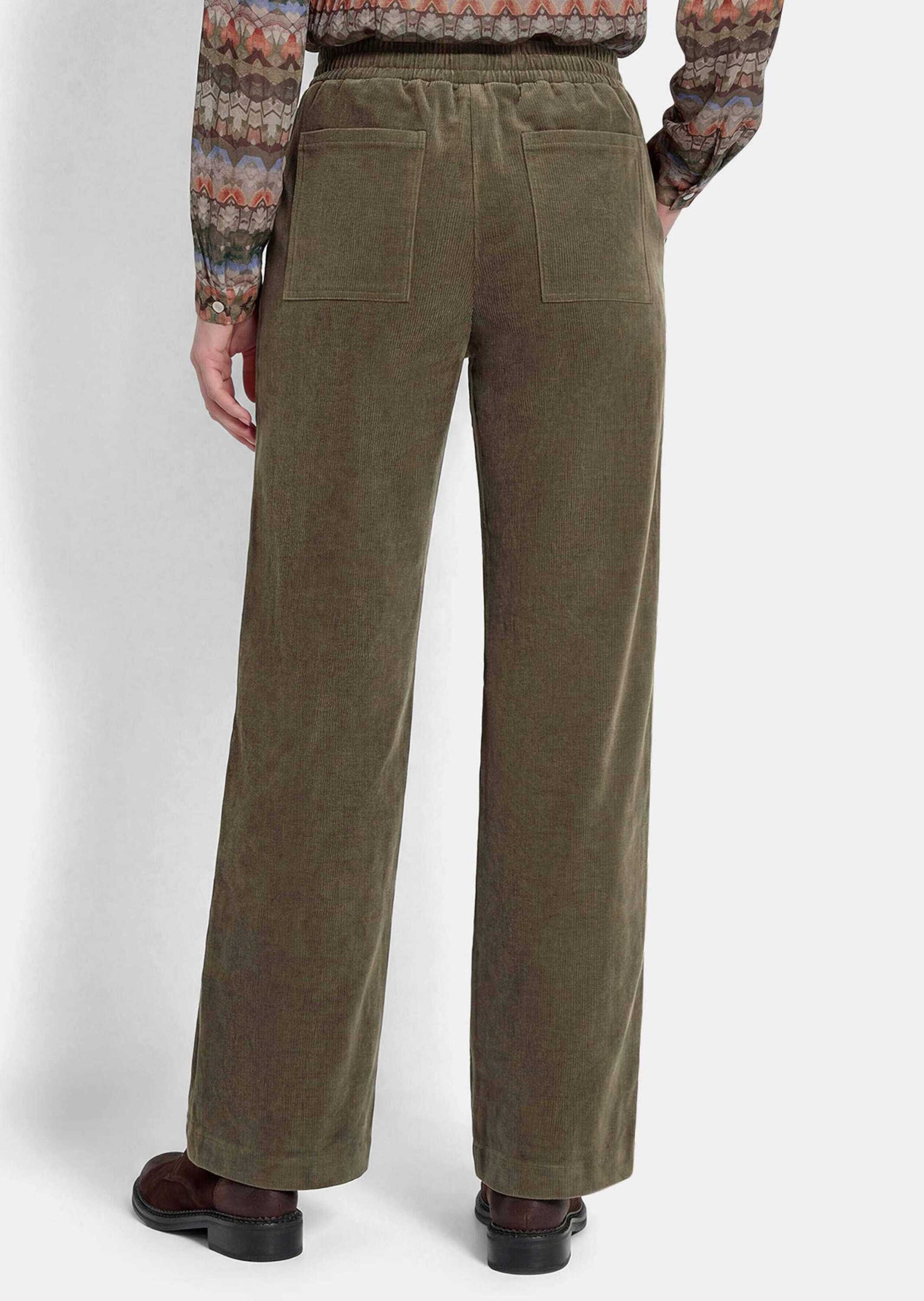 GOLDNER Stoffhose Cordhose VERA mit weitem Bein Elastische Schlupfhose aus Baumwolle mit Dehnbund und Taschen