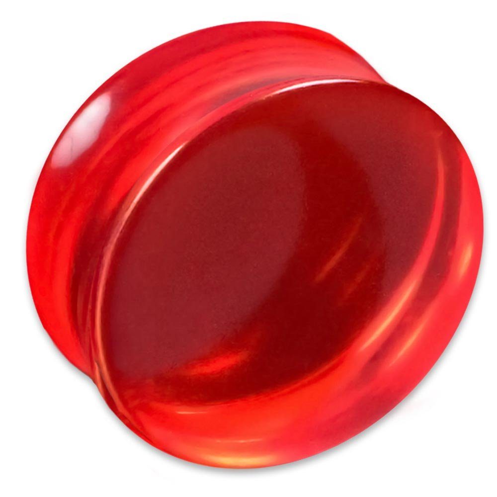 viva-adorno Plug 1 Stück Saddle Plug Acryl ohne Gewinde Double Flared Flesh Tunnel, Ohr Piercing Kunststoff Acryl Größe 3-24mm Rot