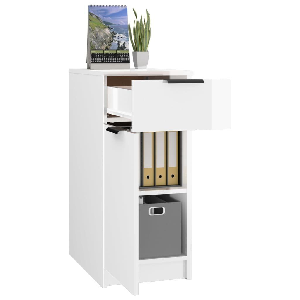 Hochglanz-Weiß Schreibtischschrank Holzwerkstoff vidaXL (1-St) 33,5x50x75 Fächerschrank cm