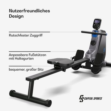 Capital Sports Rudermaschine Themis (Set, Trainingscomputer mit LED-Display), klappbar Magnetrudergerät Trainer Ruderbank LED Stahl