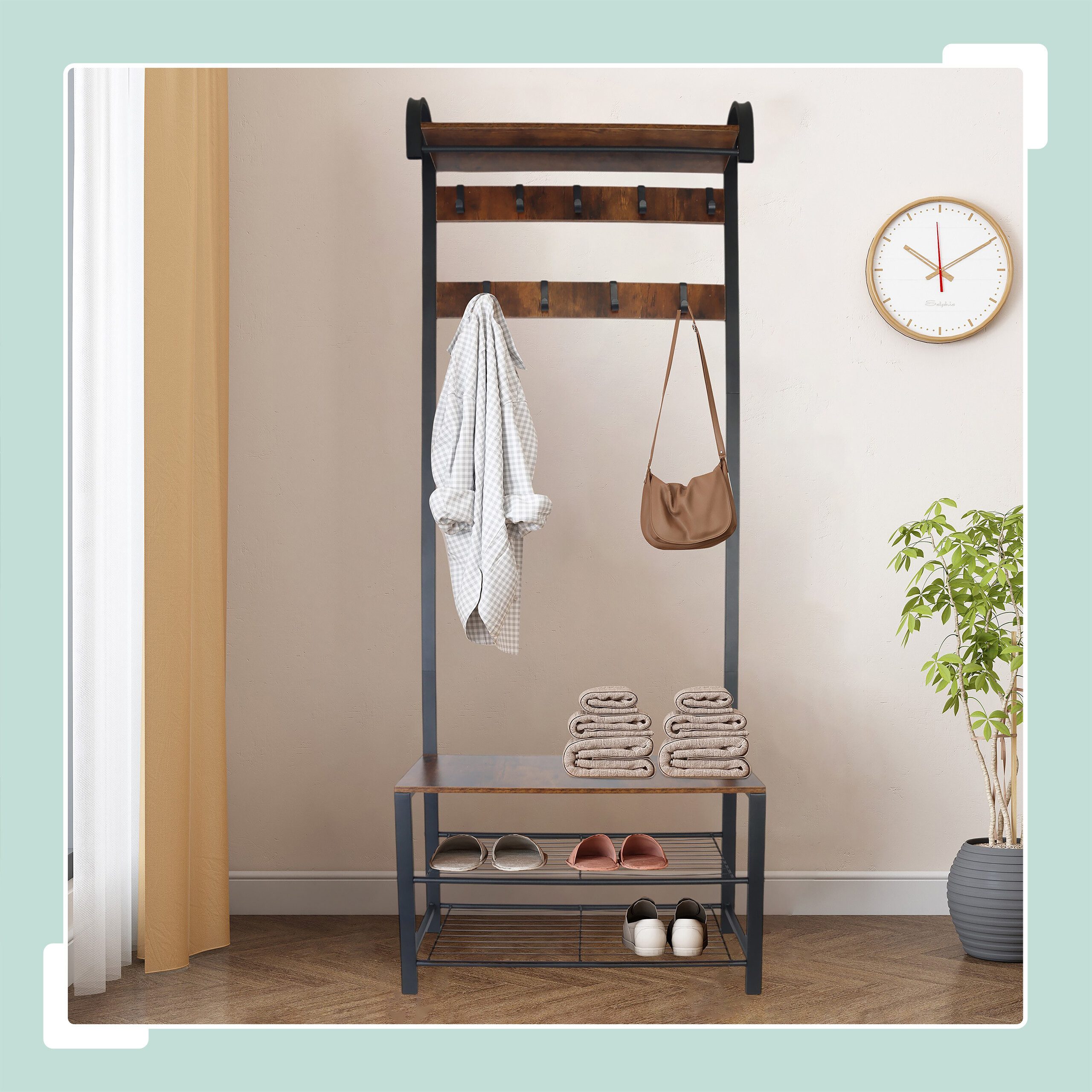 relaxdays Garderobenständer Garderobe mit Schuhbank günstig online kaufen