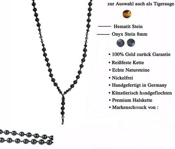 David Galvani Perlenkette Herren Perlenkette geflochten Onyx Handmade Rosenkranz, Handgeflochten