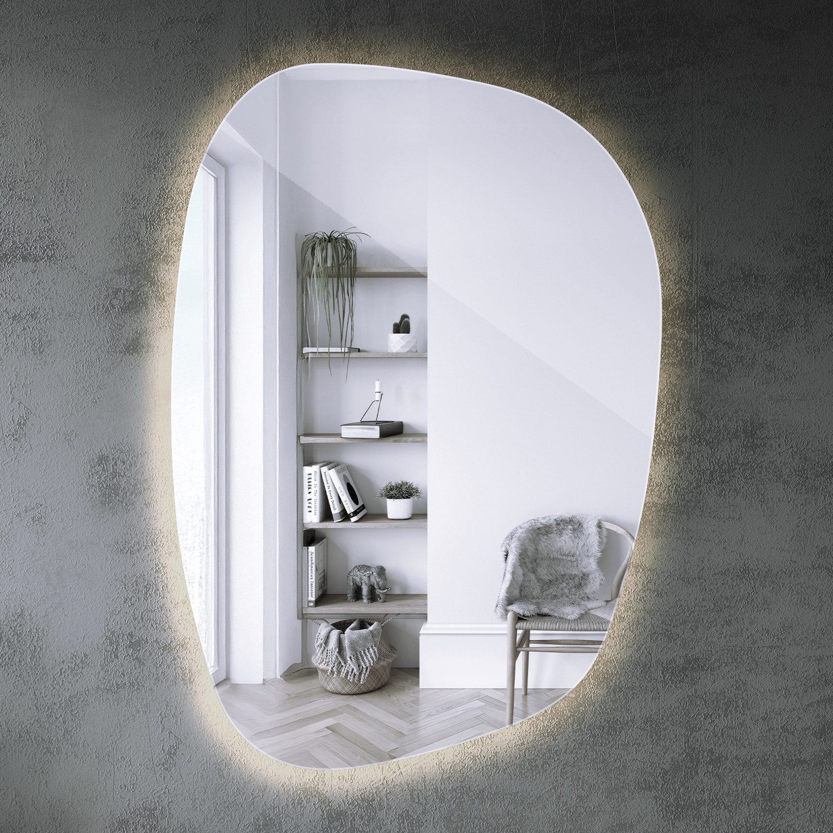 Tulup LED-Lichtspiegel Spiegel Klecksform Dekospiegel LED günstig online kaufen