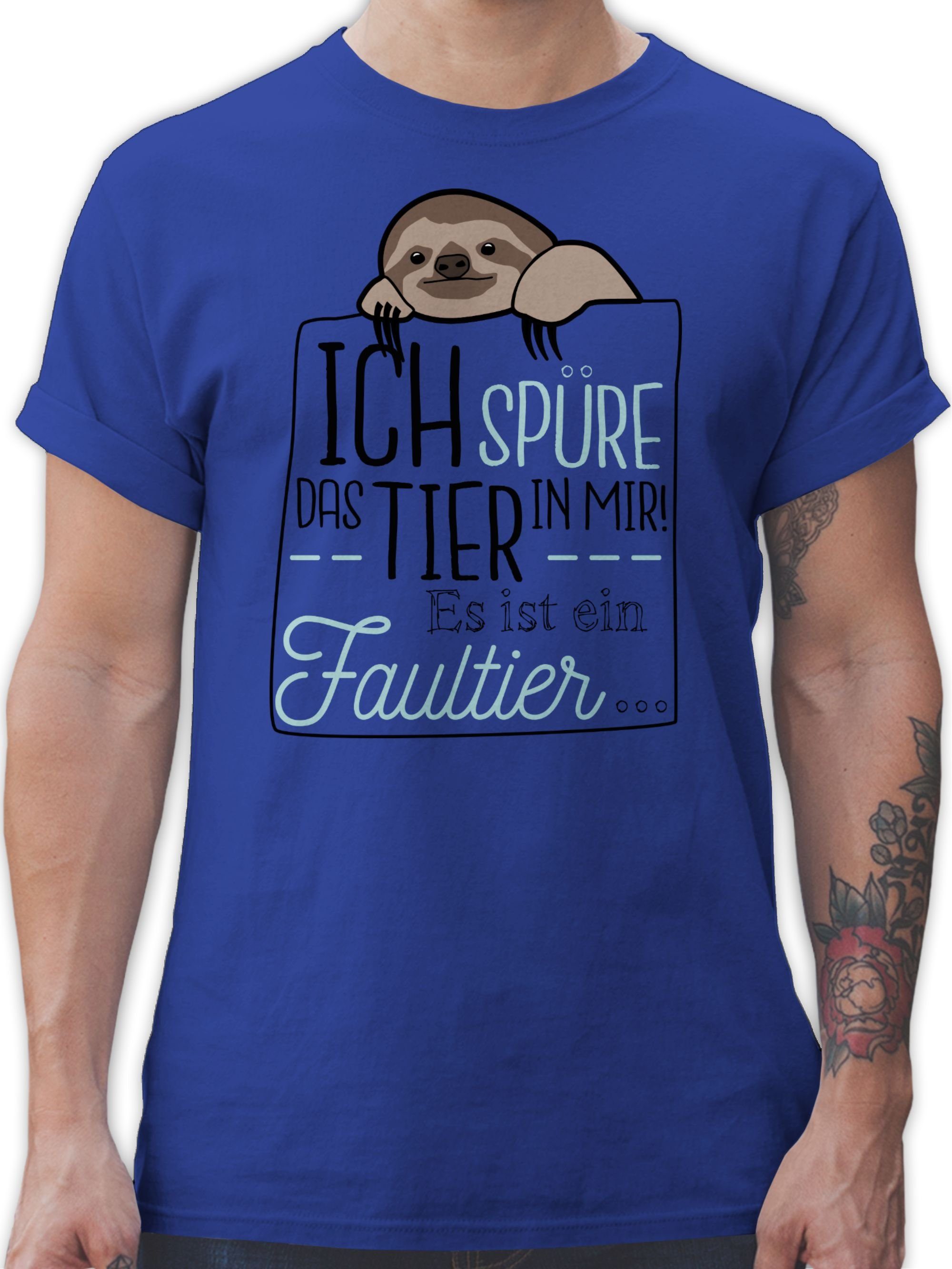 T-Shirt Ich spüre das Tier in mir es ist ein Faultier - schwarz