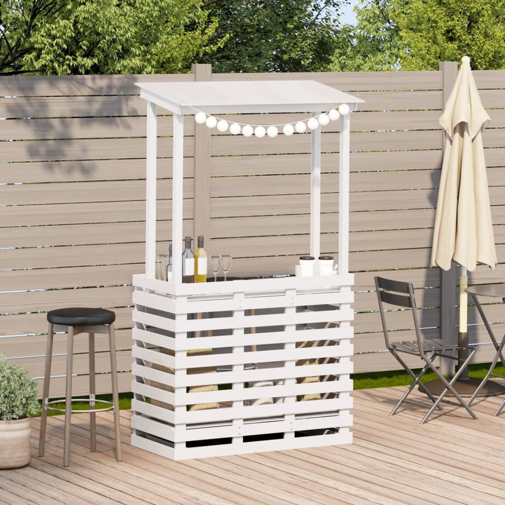 vidaXL Gartentisch Gartenbar mit Dach Weiß günstig online kaufen