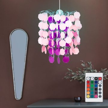 etc-shop LED Pendelleuchte, Leuchtmittel inklusive, Warmweiß, Farbwechsel, Kinder Hänge Leuchte dimmbar Spiel Mädchen Zimmer pink Decken Lampe
