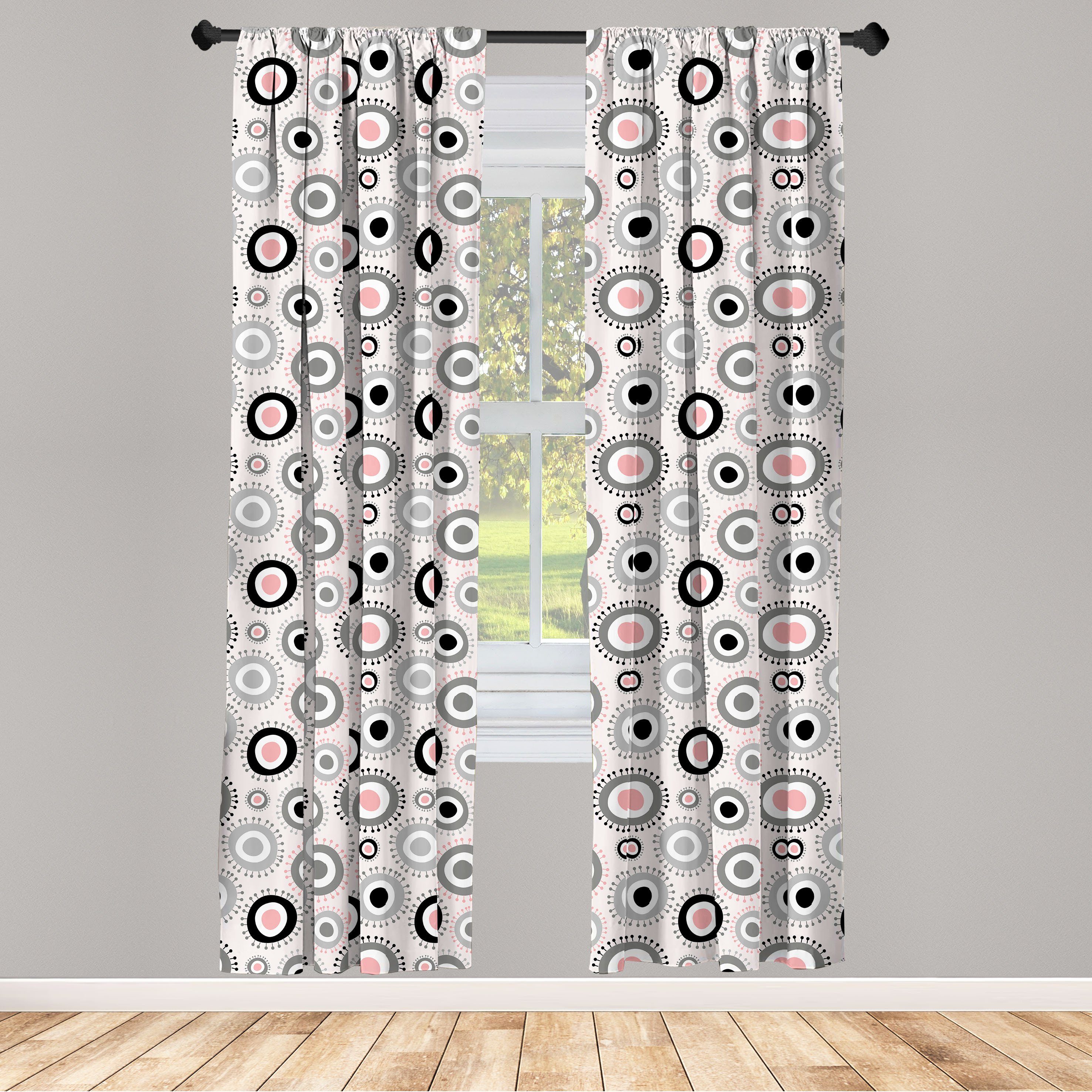 Gardine Vorhang für Wohnzimmer Schlafzimmer Dekor, Abakuhaus, Microfaser, Geometrisch circlular Doodles