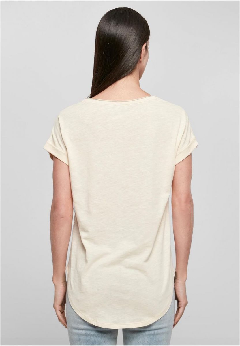 Build Your Brand Rundhalsshirt Damen Long Slub Tee / Hinten extra lang geschnitten