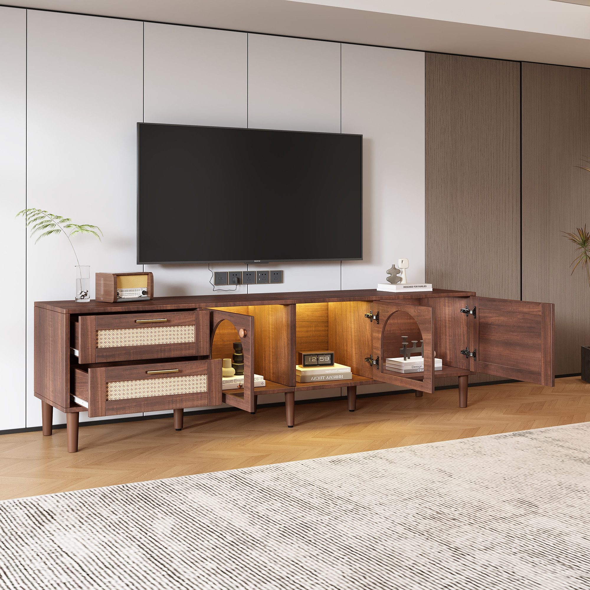 OKWISH TV-Schrank Lowboard,Fernsehtisch,TV-Board,TV-Ständer (für 80-Zoll-Fe günstig online kaufen