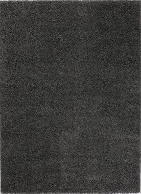 Hochflor-Läufer Shaggy Teppich Anthrazit, Vimoda, Rund, Höhe: 30 mm, Einfarbig, Modern, Dunkelgrau, Langflor, Schlafzimmer
